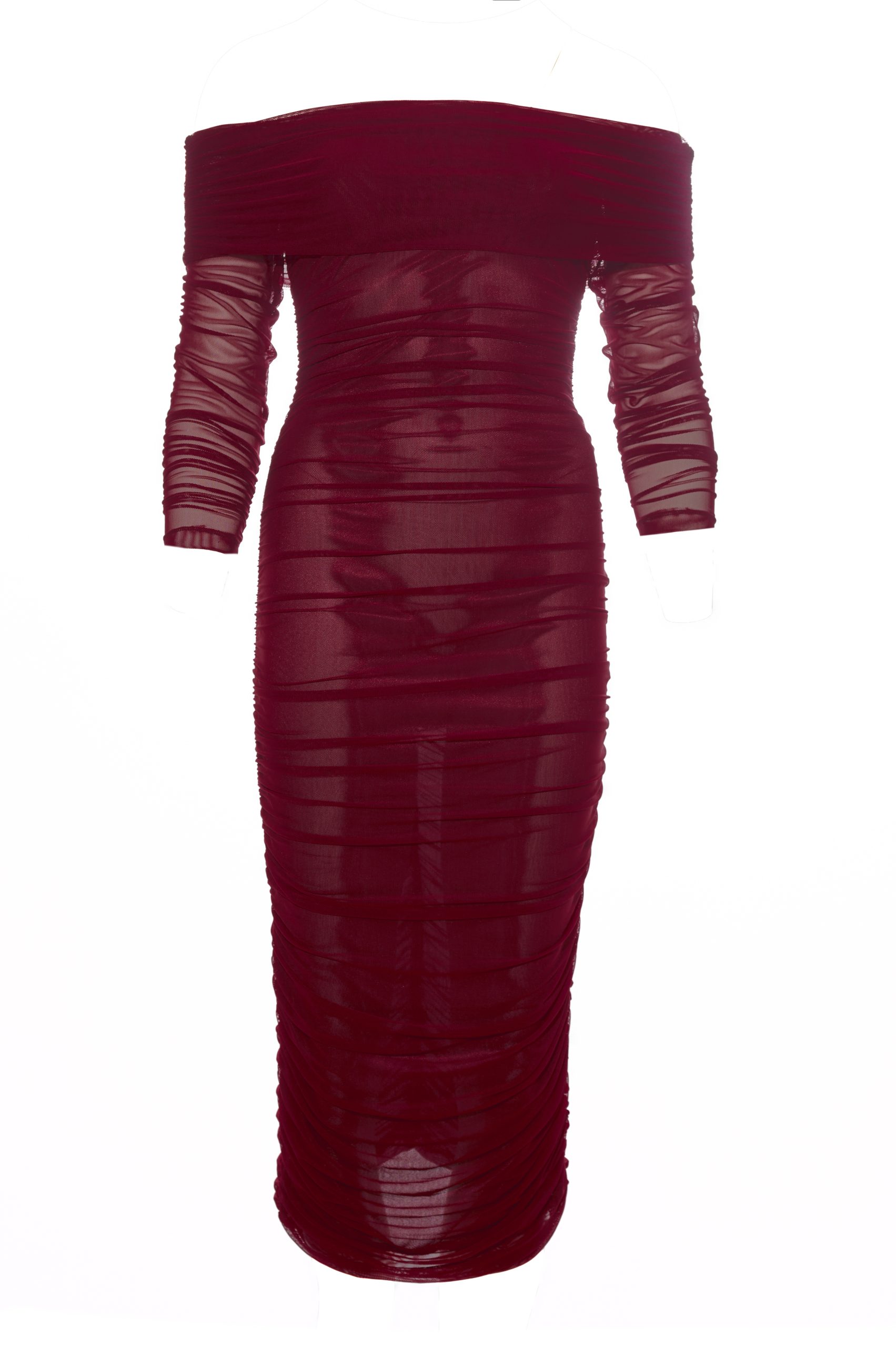 _fw 25 26_erya_22276 Wine Off Shoulder Midi Dress - Image 1