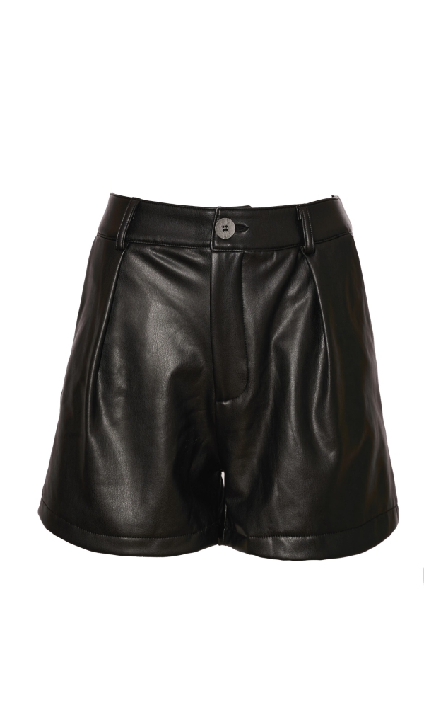 Black Eco Leather Shorts