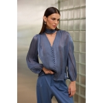 Bianca Shirt With Scarf | Blue