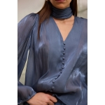 Bianca Shirt With Scarf | Blue - Image 8