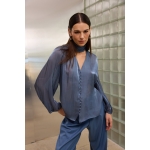 Bianca Shirt With Scarf | Blue - Image 7