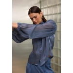 Bianca Shirt With Scarf | Blue - Image 4