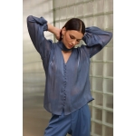 Bianca Shirt With Scarf | Blue - Image 3