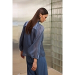 Bianca Shirt With Scarf | Blue - Image 2