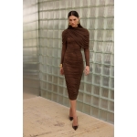 Jacqueline Tulle Dress With Cape | Brown - Image 8