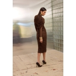 Jacqueline Tulle Dress With Cape | Brown - Image 4