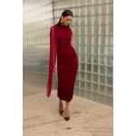 Rhea Tulle Midi Dress | Red - Image 8