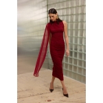 Rhea Tulle Midi Dress | Red - Image 6