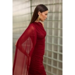 Rhea Tulle Midi Dress | Red - Image 5