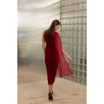 Rhea Tulle Midi Dress | Red - Image 4