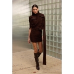Peggy Mini Dress with Drape | Brown - Image 8