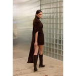 Peggy Mini Dress with Drape | Brown - Image 4