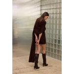 Peggy Mini Dress with Drape | Brown - Image 7