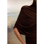 Peggy Mini Dress with Drape | Brown - Image 6