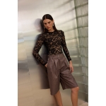 Naomi Eco Leather Bermuda | Taupe