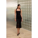 Regina Lace Midi Dress | Black