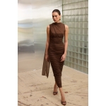 Rhea Tulle Midi Dress | Brown - Image 10