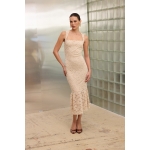 Regina Lace Midi Dress | Beige