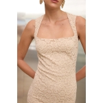 Regina Lace Midi Dress | Beige - Image 5