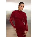 Jacqueline Tulle Dress With Cape | Red - Image 4