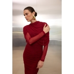 Jacqueline Tulle Dress With Cape | Red - Image 3