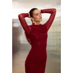 Jacqueline Tulle Dress With Cape | Red - Image 2