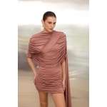 Peggy Mini Dress with Drape | Dusty Pink