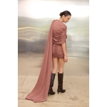 Peggy Mini Dress with Drape | Dusty Pink - Image 4
