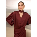 Bianca Shirt With Scarf | Burgundy