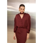 Bianca Shirt With Scarf | Burgundy - Image 2