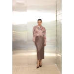 Fay Midi Eco Leather Skirt | Taupe - Image 3