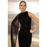 Rhea Tulle Midi Dress | Black - Image 2