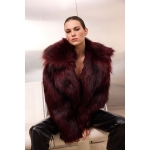Faux Fur Coat | Burgundy - Image 5