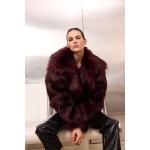 Faux Fur Coat | Burgundy - Image 3