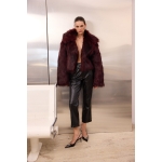 Faux Fur Coat | Burgundy - Image 4