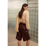 Naomi Eco Leather Bermuda | Burgundy - Image 3